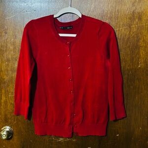Maurices Red Knit Cardigan with Zipper Front